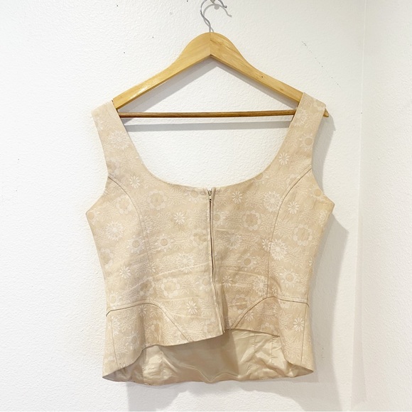 Studio Jax Cream Floral Crop Shirt sz 12 - Picture 3 of 6